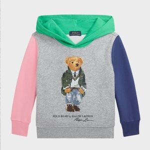 Polo by Ralph Lauren Gray Colorblock Hoodie with Green Hood Boys Size 6